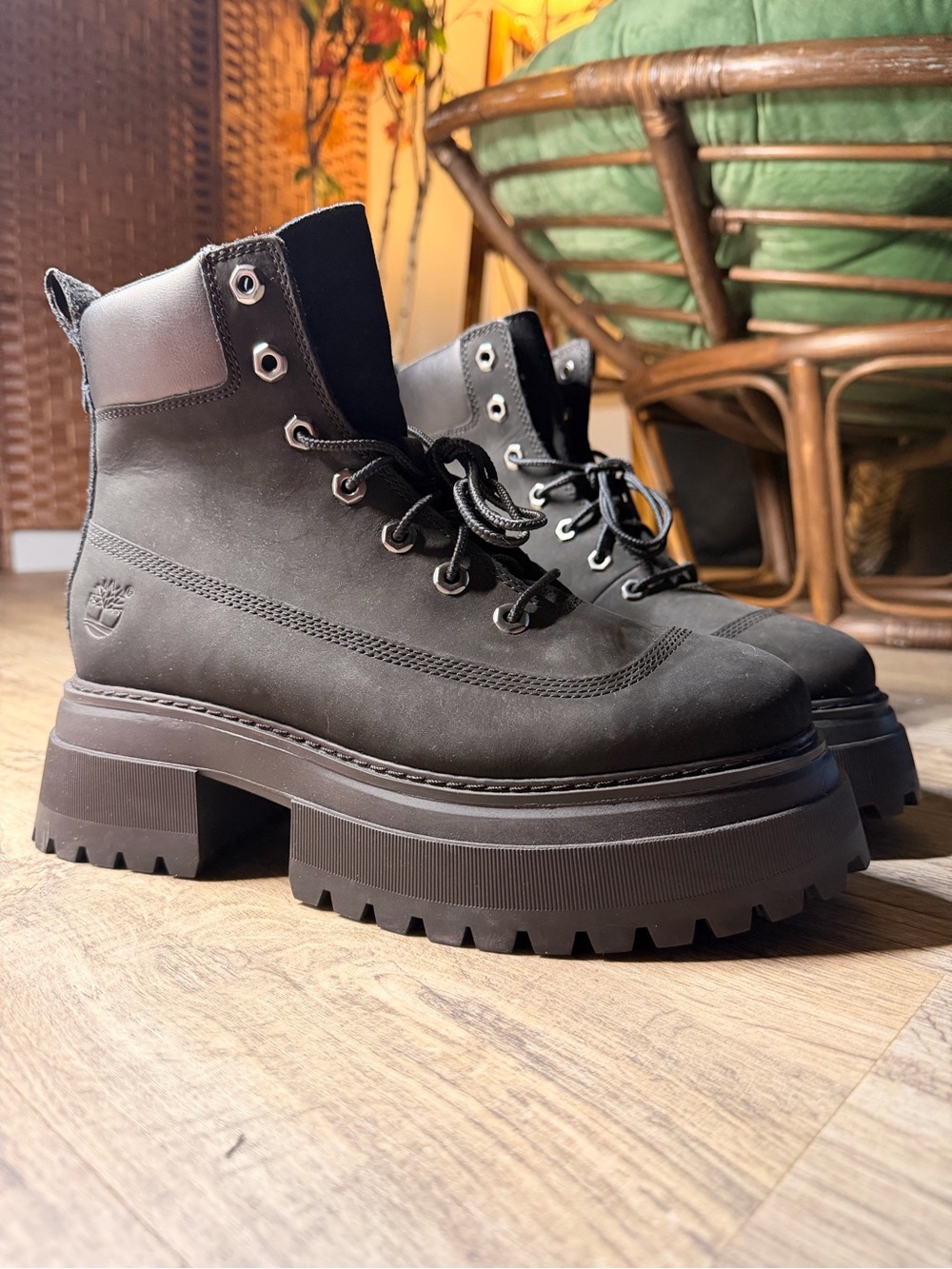Timberland Women's Black Lug-Sole Ankle Boots